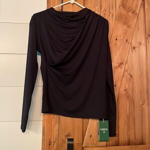 HALARA Elegant Black Drape Blouse